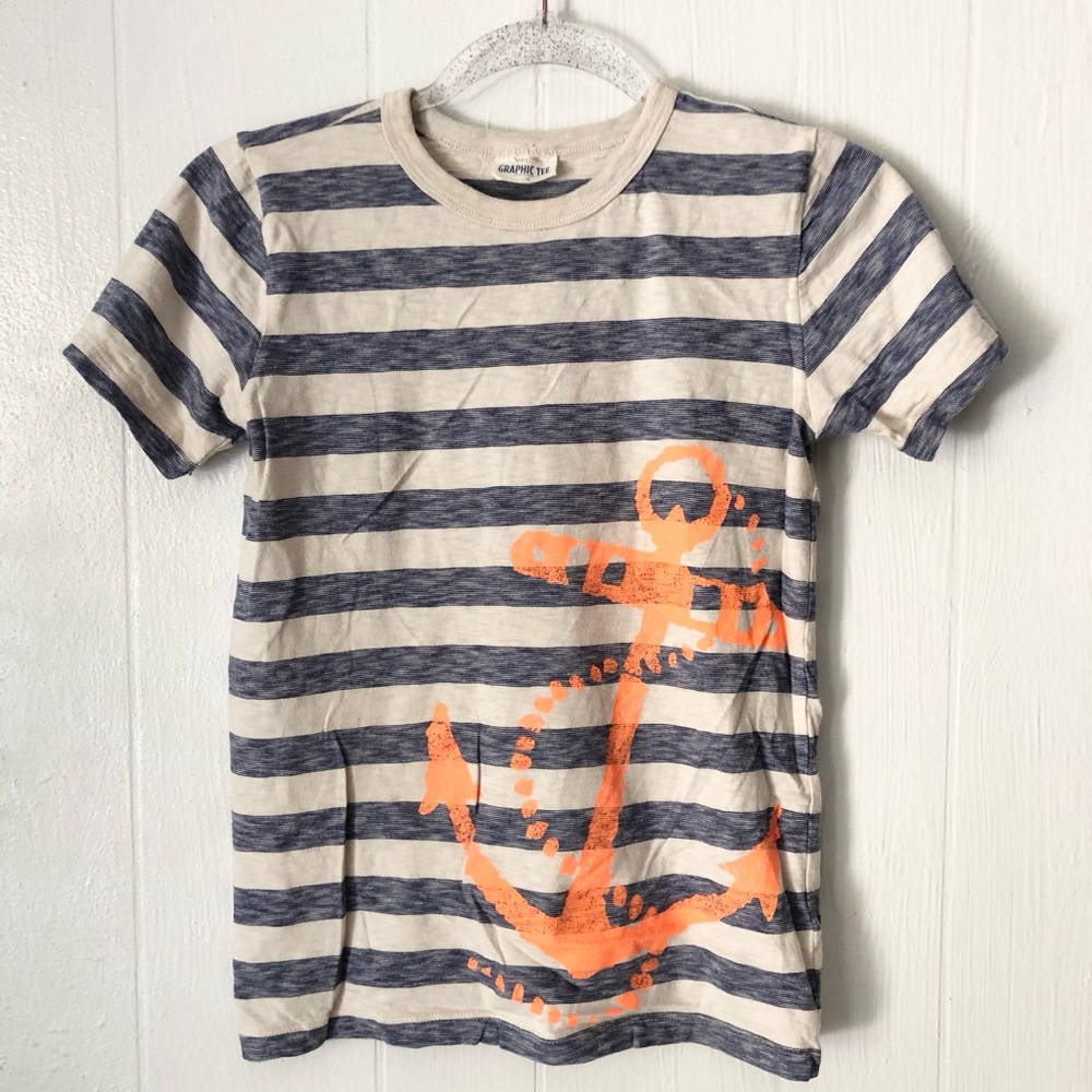 Crewcuts Boys Nautical Striped Anchor Tee